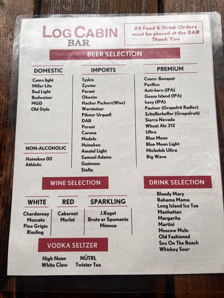 Log Cabin Bar Menu image 2